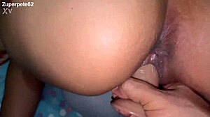 Neighbor's Slutty Pussy Devoured by Huge Dildo