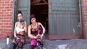 Pretty brunette Latina Samira sucking big cock before doggystyle fuck