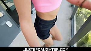 Bratty girls Avery Moon and Angel Youngs fight for stepdaddy's attention