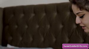 Cutie brunette fucked doggy with strap-on!