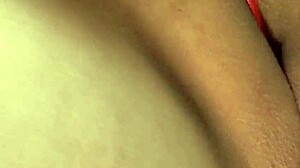 Asami in tight micro bikini tearing off her hairless pussy!