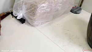 Noemie Bilas eats Halloween candy from her ass in filthy ATM action in garage