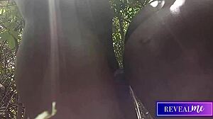 Black gay couple passionately strokes monster cocks in forest anal fuckfest.