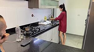 I came home horny from work and had sex with my girlfriend in the kitchen.