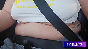 Curvy goddess Revealme plays with busty tits solo