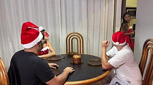 Sex at Christmas Dinner Among Swingers in Kitchen