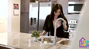 Stepmom London Rose Caught Stepson Spying in Kitchen During Solo Play