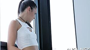 Engulfing dude's big cock turns teen into slut