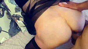 Black stockings on sexy mature wife in homemade amateur pussy play