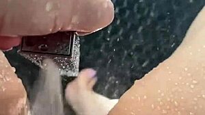 Hot stepsis feels pleasure masturbating in sunny shower.