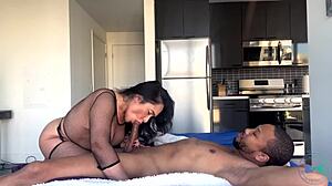 Danja Angel Sucks Huge Cock and Gets Shaved Pussy Fucked in Lingerie