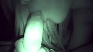 Amber dominates with fierce blowjob in nightvision raw action
