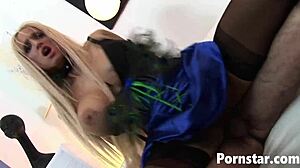 mature amy azurra feels her pussy filled with cock, cum facial on shaved