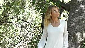 Blake Eden's intriguing masturbation in fishnets and lingerie.