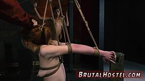 bondage toys make tiny 18+ dark-hued teen squirt orgasm as he chains her up