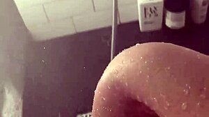 Hot stepsis feels pleasure masturbating in sunny shower.