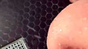 Hot stepsis feels pleasure masturbating in sunny shower.