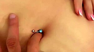 Cute latina amateur receives close-up navel fingering massage from sexy partner