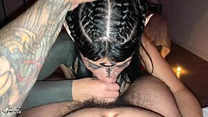 Elf girl swallows piss milk and cum on Halloween