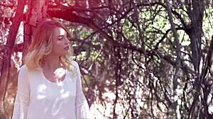 Blake Eden's intriguing masturbation in fishnets and lingerie.