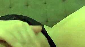 real luxury escort with pink pussy masturbates on hotel bed for client