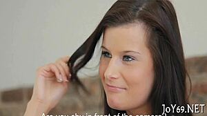 Teen hotty fingers her wet pussy with a dildo.