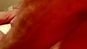 Redhead bends over for sucking, licking, and wild banging. Her handjob drives him crazy on the bed.