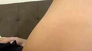 real luxury escort with pink pussy masturbates on hotel bed for client