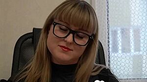 Brunette Secretary Sucks Cock to Secure Her Office Job