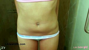 Pretty Blonde Model Takes a Refreshing Shower