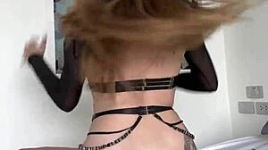 Curvy Babe Greets with Light Striptease After Hard Day