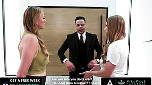 Skylar Snow and Jasmine Daze Charm Client with Nuru Threesome.