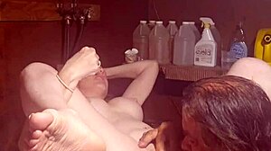 eating her juicy pussy while fucking hard on the washing machine again