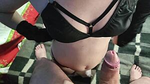 Cute Brunette Teen Swallows Cum in Mouth After Lingerie Fuck