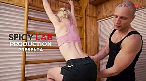 Fucking Slutty Sara Bell in Gym Workout Doggystyle Blowjob Riding