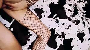 Wife In Erotic Fishnet Bodysuit Spreads Legs Beautifully