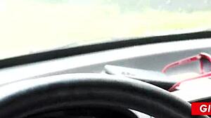 fit blonde sucks stranger in risky car action