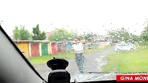 fit blonde sucks stranger in risky car action