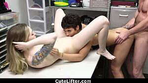 Female officer handles shoplifter teen 18+ with strict control