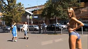 blue angel painted naked strollin in public