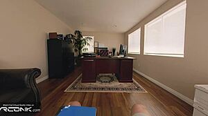 Skinny violet fucks on the table