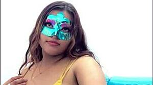 Brunette student gropes tits 😏