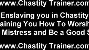 Mistress humiliates slave with handjob and orgasm denial