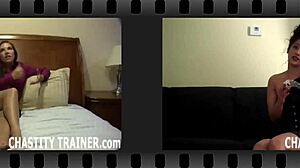 Mistress humiliates slave with handjob and orgasm denial