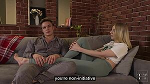 Blonde Takes Initiative, Fucked Hard On Couch