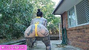 Micro bikini try on haul twerking and slapping big ass