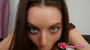 beautiful girl feels intense pleasure from stepbrother