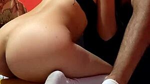 beautiful colombian college girl rides teacher for first time in homemade video.