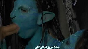 Avatars team up for a wild double blowjob on a tied-up prisoner  