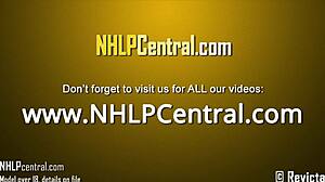 Brunette Teases Pussy in Pink Stockings